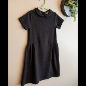 Jacadi Paris short sleeve grey dress with peter pan collar